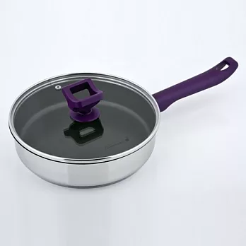 英國查特屋不鏽鋼紫色單柄煎鍋-24cm