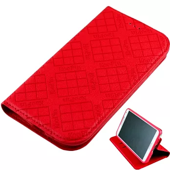 KooPin Samsung Galaxy J 隱磁系列 超薄可立式側掀皮套魅力紅