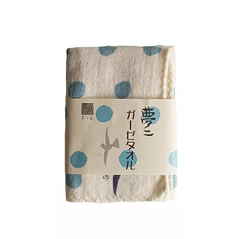 日本 むす美MUSUBI 竹久夢二 純棉手帕 粉藍水玉