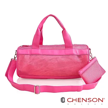 CHENSON 撞出man味．網洞時尚圓筒包(附背帶)／粉(CG65667-F)