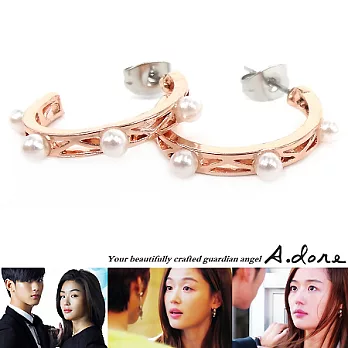 【A.dore】來自星星的你˙珍珠圈圈耳環(玫瑰金˙耳針式)