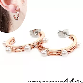 【A.dore】來自星星的你˙珍珠圈圈耳環(玫瑰金˙耳夾式)