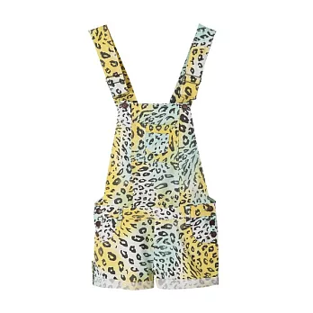 【CACO】CACO SURF．美式休閒．皺褶吊帶短褲(女)M黃色