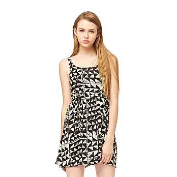 【CACO】CREAM PUNK．腰簍空綁帶洋裝(女)M黑