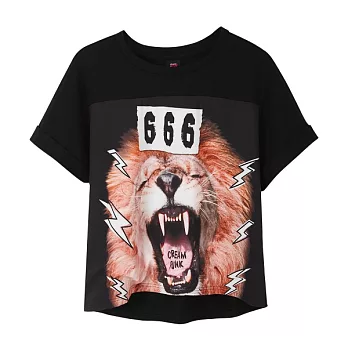 【CACO】CREAM PUNK．怒吼獅上衣(女)FREE黑