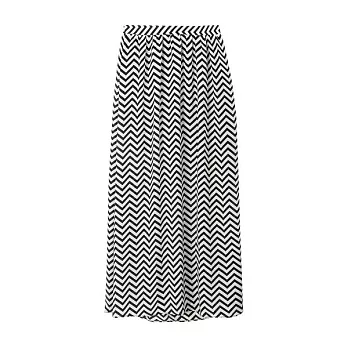 【CACO】CREAM PUNK．鋸齒紋雪紡長裙(女)FREE米白