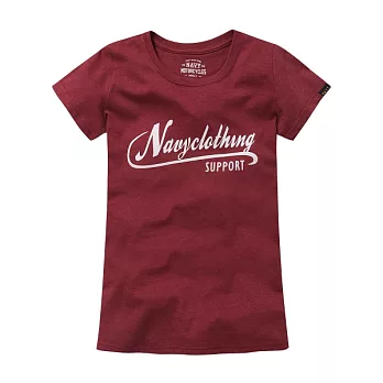 【CACO】NAVY．獨家經銷．哈雷書寫字體短T(女)M酒紅