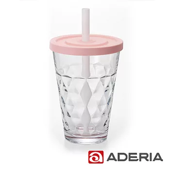 【ADERIA】日本進口Natural系列格紋玻璃杯(粉紅)