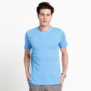 【Corpo X】男款持續涼感撞色領T恤L粉藍