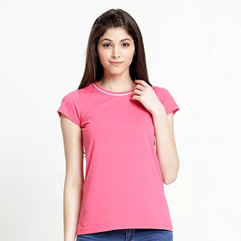 【Corpo X】女款持續涼感撞色領T恤M桃紅