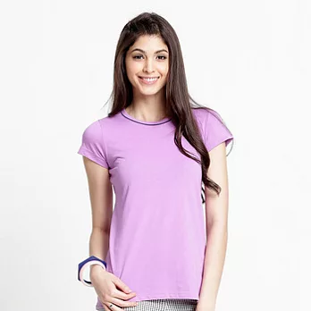 【Corpo X】女款持續涼感撞色領T恤L粉紫