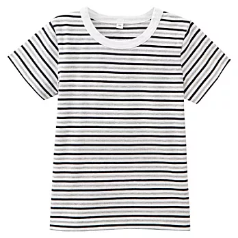 [MUJI 無印良品]男幼有機棉每日兒童服橫紋短袖T恤100深藍橫紋