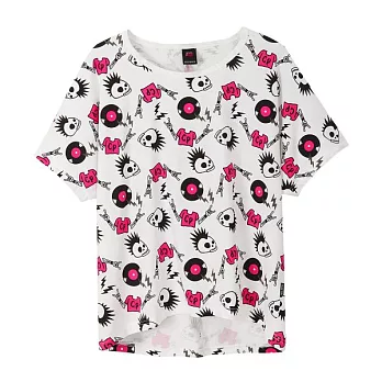 【CACO】CREAM PUNK．ROCK骷顱寬版上衣(女)FREE黑