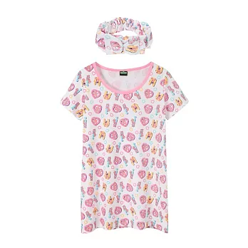 【CACO】芝麻街．授權款．ELMO滿版居家洋裝附髮帶(女)FREE白