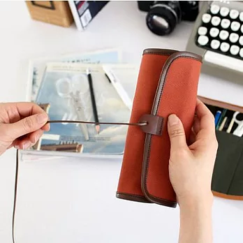 簡單生活Ver.2-帆布綁帶筆袋-經典橘