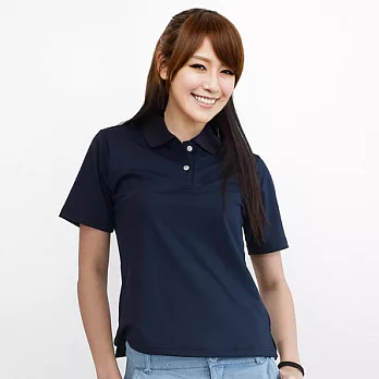 【遊遍天下】MIT台灣製女款抗UV涼爽吸濕排汗POLO衫(S065)M黑藍