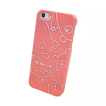 Hi Fasion iPhone 5/5S 熊出沒-粉紅熊 硬式超薄保護殼轉轉粉紅發熊