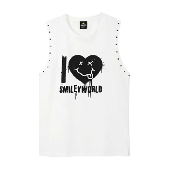 【CACO】SMILEY．授權款．愛心SMILEY笑臉鉚釘背心(女)FREE白