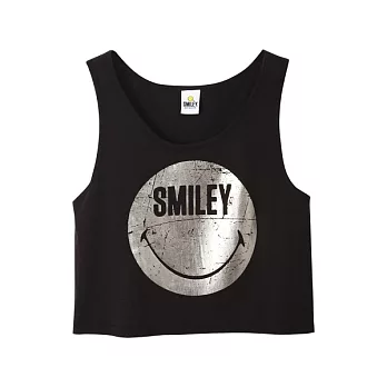 【CACO】SMILEY．授權款．笑臉短版背心(女)S黑