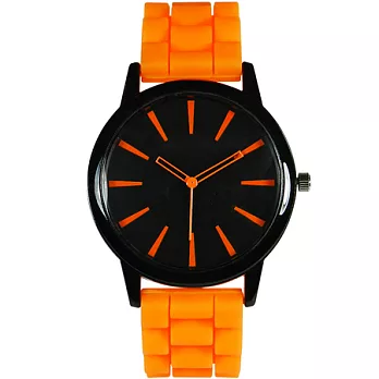 Watch-123 黑色甜心-原宿簡約糖果色大錶盤腕錶(蜜橙橘)