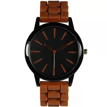 Watch-123 黑色甜心-原宿簡約糖果色大錶盤腕錶(可可褐)