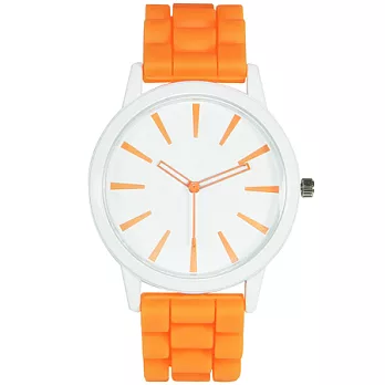Watch-123 白色甜心-原宿簡約糖果色大錶盤腕錶(蜜橙橘)