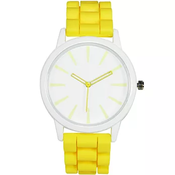 Watch-123 白色甜心-原宿簡約糖果色大錶盤腕錶(甜瓜黃)