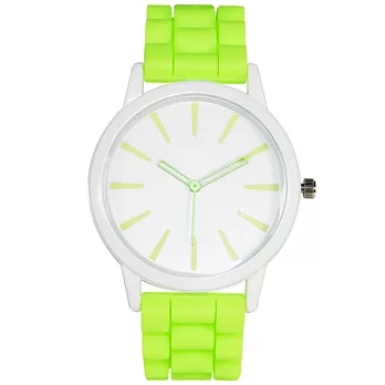 Watch-123 白色甜心-原宿簡約糖果色大錶盤腕錶(青蘋綠)