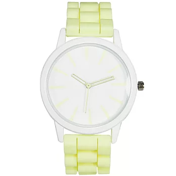 Watch-123 白色甜心-原宿簡約糖果色大錶盤腕錶(海芋黃)