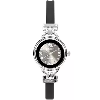 Watch-123 極簡美型-夏天特銷金屬雙材質手鍊錶(黑)