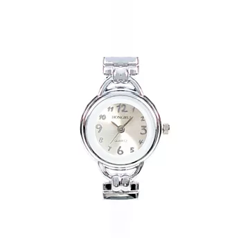 Watch-123 極簡美型-夏天特銷金屬雙材質手鍊錶(白)