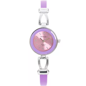 Watch-123 明星風範-夏天特銷金屬塑片雙材質手鍊錶(紫)