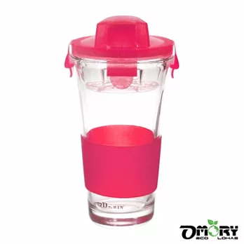 【OMORY】防燙/滑強化玻璃水杯450ml-果凍桃