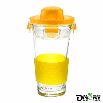 【OMORY】防燙/滑強化玻璃水杯450ml-果凍黃