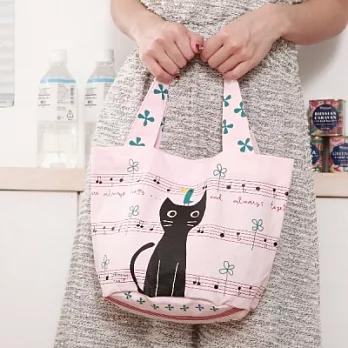 Noafamily,諾亞蝴鋼琴貓橫式小帆布袋_PK