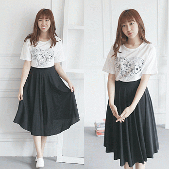 ROSE。純色無印吊帶可拆大圓裙長裙 黑系