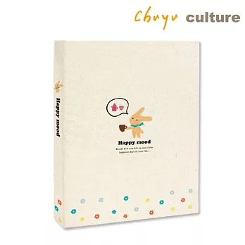 珠友 20K 麻布 雙格明信片珍藏冊/4x6相本-80張B圍巾兔