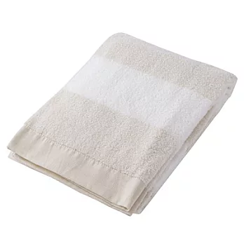 [MUJI 無印良品]埃及棉紗織條紋柔舒浴巾/米色
