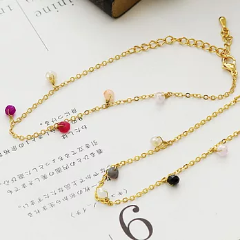 ECO安珂．垂墜小寶石珠珠 手鍊(2色)桃色