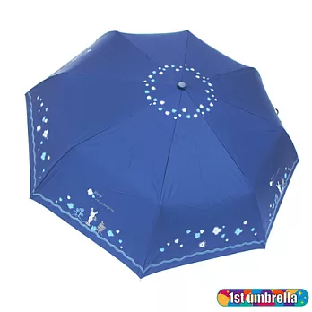 【1st umbrella】花花兔-夏日防曬銀膠自動開收傘(深藍)深藍