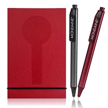 瑞士國鐵直式筆記本+金屬對筆組-兩色任選紅