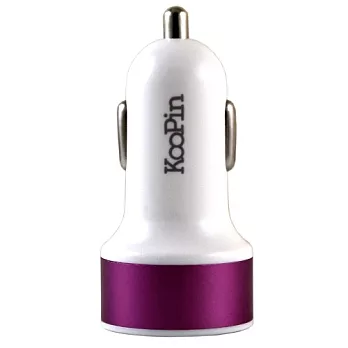 KooPin 超快速汽車專用充電器(2.1A 雙USB)紫色