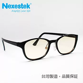 Nexestek 尼斯 (台製) 濾藍光眼鏡經典英倫風 - 卡夢黑 (威靈頓框型)