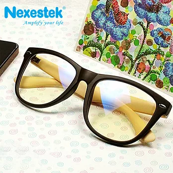 Nexestek (台製) 尼斯濾藍光眼鏡時尚炫潮大框款 (電腦族/低頭滑機族必備) 消光棕/米色