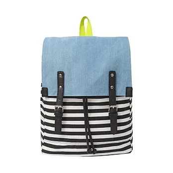 【CACO】Caco SURF-牛仔拼接橫條後背包-女淺藍