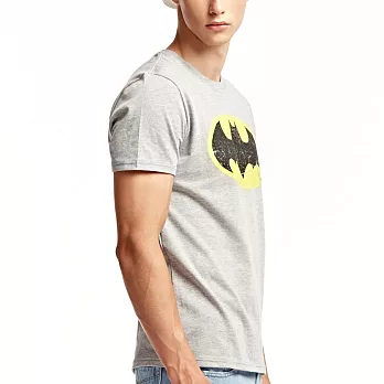 【CACO】華納蝙蝠俠(超人)經典LOGO短T-男M麻灰