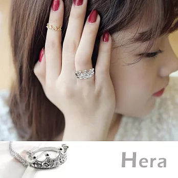 【Hera】赫拉 水鑽小皇冠戒指/關節戒/項鍊-贈精鍍白K鍊(銀色)