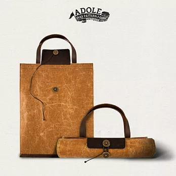 【ADOLE】蠟紋布仿古皮革-復古捲式購物袋