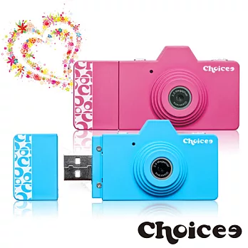 Choicee 迷你USB數位玩具相機隨身碟-情人節組合(粉+藍)