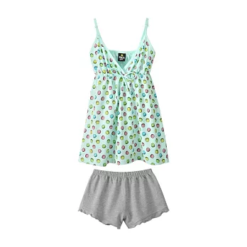 【CACO】SMILEY-笑臉馬卡龍居家背心套裝-女S淺藍